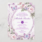 ダスティパープルフローラガールバタフライキンセアニラ 招待状 (正面/裏面)