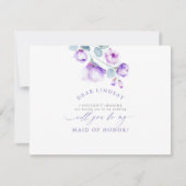 ダスティパープルフローラブライドメイド – メイド・オブ・オーナー（花嫁付き添い人） 招待状 (正面)