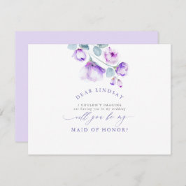 ダスティパープルフローラブライドメイド – メイド・オブ・オーナー(花嫁付き添い人) 招待状