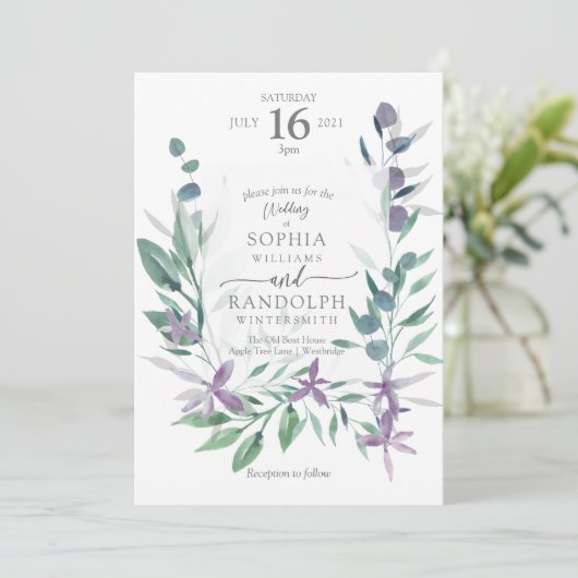 ダスティパープルフローラ庭園の結婚式インビタ 招待状 (スタンド正面)