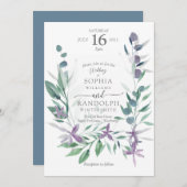 ダスティパープルフローラ庭園の結婚式インビタ 招待状 (正面/裏面)