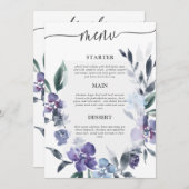 ダスティパープルフローラ庭園の結婚式メニュー 招待状 (正面/裏面)