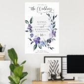 ダスティパープルフローラ庭園の結婚式招待状 ポスター (ホームオフィス)