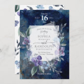 ダスティパープルフローラ庭園の結婚式招待状 招待状 (正面/裏面)