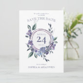 ダスティパープルフローラ庭園の結婚式招待状 招待状 (スタンド正面)