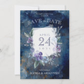 ダスティパープルフローラ庭園の結婚式招待状 招待状 (正面)