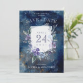 ダスティパープルフローラ庭園の結婚式招待状 招待状 (スタンド正面)