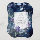 ダスティパープルフローラ庭園の結婚式招待状 招待状 (正面/裏面)