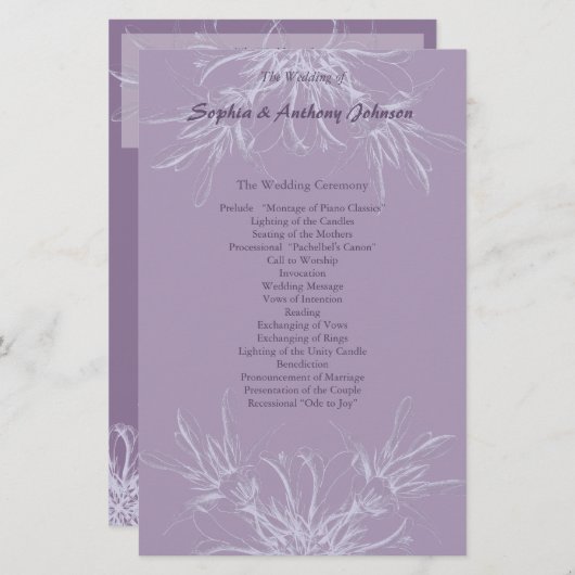 ダスティパープルフローラ結婚式 プログラム (正面/裏面)