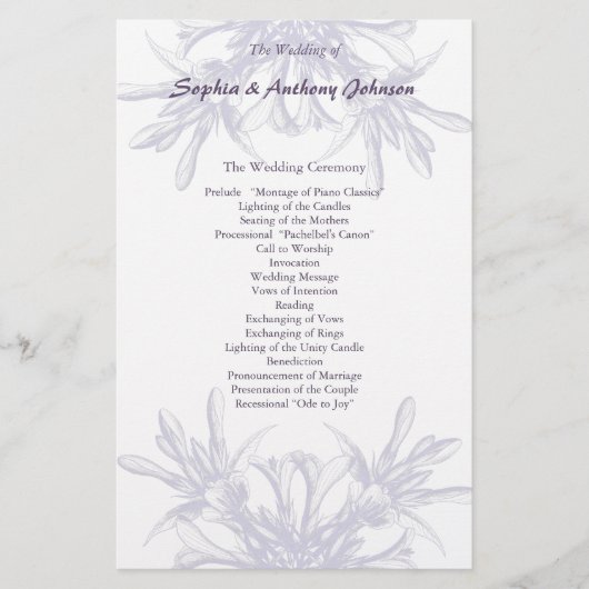 ダスティパープルフローラ結婚式 プログラム (正面)