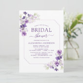ダスティパープルフローラ緑ブライダルシャワー 招待状 (スタンド正面)