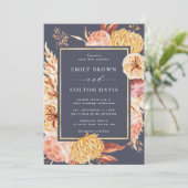 ダスティパープルブルガンディテラコッ結婚タフラワーズ 招待状 (スタンド正面)