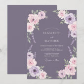 ダスティパープルブーケの結婚式 招待状 (正面/裏面)