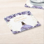 ダスティパープルプリンセスフローラキンセアニラ スクエアペーパーコースター (アングル)