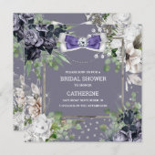 ダスティパープルホワイトローズフローラのダイヤボウシック 招待状 (正面/裏面)