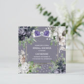 ダスティパープルホワイトローズフローラのダイヤボウシック 招待状 (スタンド正面)