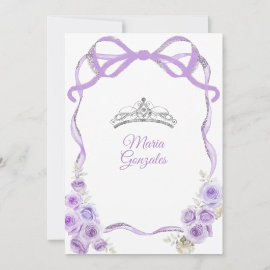 ダスティパープルボウプリンセスシルバークラウンキンセアニラ 招待状 (裏面)