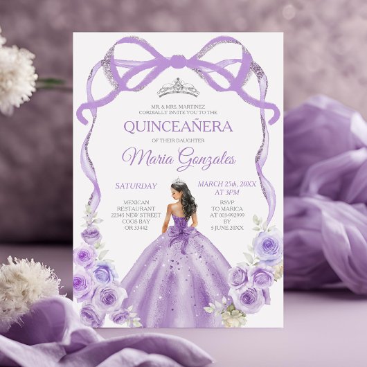 ダスティパープルボウプリンセスシルバークラウンキンセアニラ 招待状