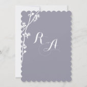 ダスティパープルボホワイルドフラワーブランチ結婚ズ 招待状 (裏面)