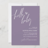 ダスティパープルミニマリストベビーシャワー招待状 招待状 (正面)
