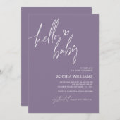 ダスティパープルミニマリストベビーシャワー招待状 招待状 (正面/裏面)