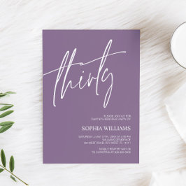 ダスティパープルミニマリスト30th誕生日招待状 招待状