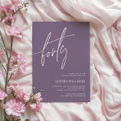 ダスティパープルミニマリスト40th誕生日招待状 招待状