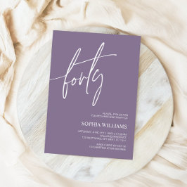 ダスティパープルミニマリスト40th誕生日招待状 招待状