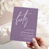 ダスティパープルミニマリスト40th誕生日招待状 招待状