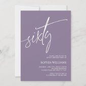 ダスティパープルミニマリスト60誕生日招待状 招待状 (正面)