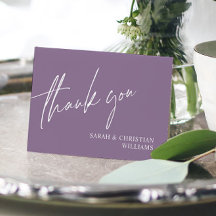 ダスティパープルミニマル結婚リストサンキューカード