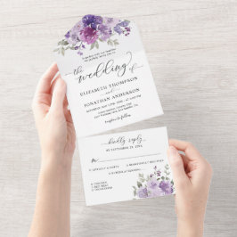 ダスティパープルメイヴ結婚フローラ詳細RSVP オールインワン招待状