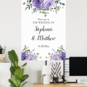 ダスティパープルユーカリプタスボタニカル結婚ウェルカム ポスター (ホームオフィス)