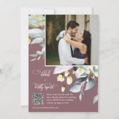 ダスティパープルユーカリ結婚のQRコード写真 招待状 (裏面)