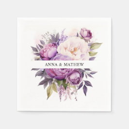 ダスティパープルラベンダーフローラボホ結婚ズ スタンダードカクテルナプキン