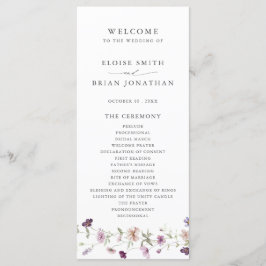 ダスティパープルラベンダーワイルドフラワー庭園の結婚式 プログラム