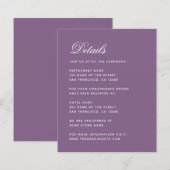ダスティパープル予算の結婚詳細エンクロージャカード (正面/裏面)