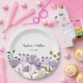 ダスティパープル春結婚フローラパーソナライズされた ペーパープレート (パーティー)