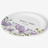 ダスティパープル春結婚フローラパーソナライズされた ペーパープレート (アングル)
