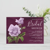 ダスティパープル素朴バラフローラプラムブライダルシャワー 招待状 (スタンド正面)
