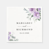 ダスティパープル素朴フローラ結婚ズ スタンダードカクテルナプキン (正面)