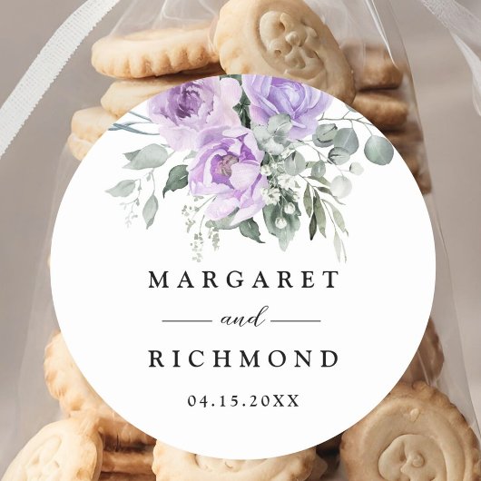 ダスティパープル素朴フローラ結婚ズ ラウンドシール