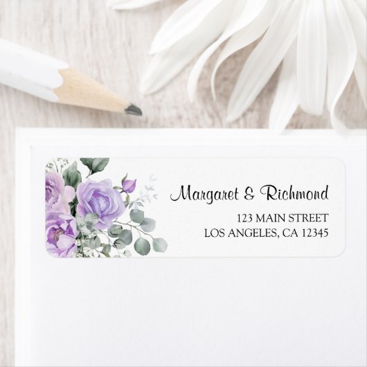ダスティパープル素朴フローラ結婚差出人住所 ラベル (インサイチュ)