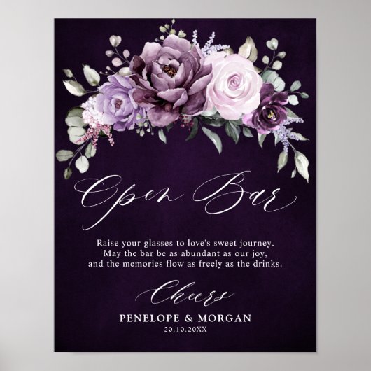 ダスティパープル結婚のオープンバー標識 ポスター (正面)