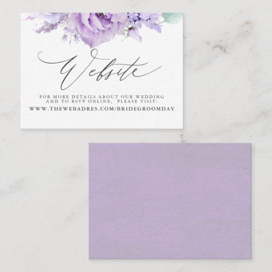 ダスティパープル結婚フローラのWebサイトカード 名刺 (正面/裏面)