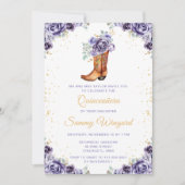 ダスティパープル金ゴールドフローラカウボーイブートキンセアニラ 招待状 (正面)