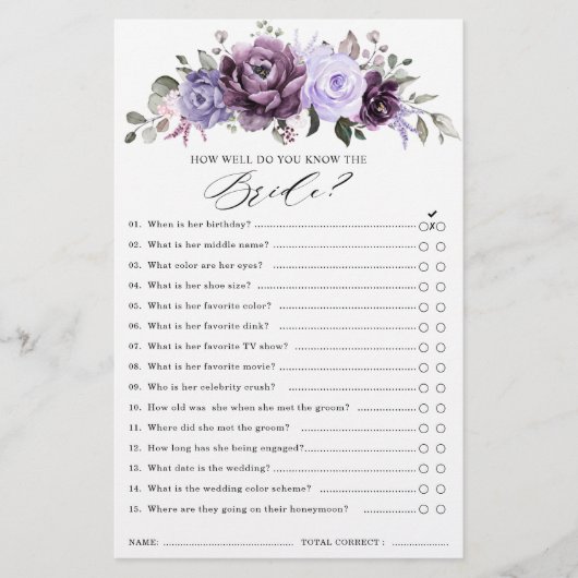 ダスティパープル開花ブライダルシャワーゲーム (正面)
