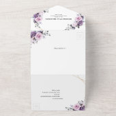 ダスティパープル開花幾何学模様結婚 オールインワン招待状 (外側)