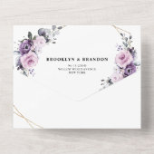 ダスティパープル開花幾何学模様結婚 オールインワン招待状 (裏面)