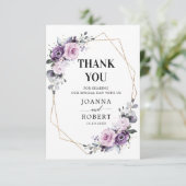 ダスティパープル開花幾何学模様結婚 サンキューカード (スタンド正面)